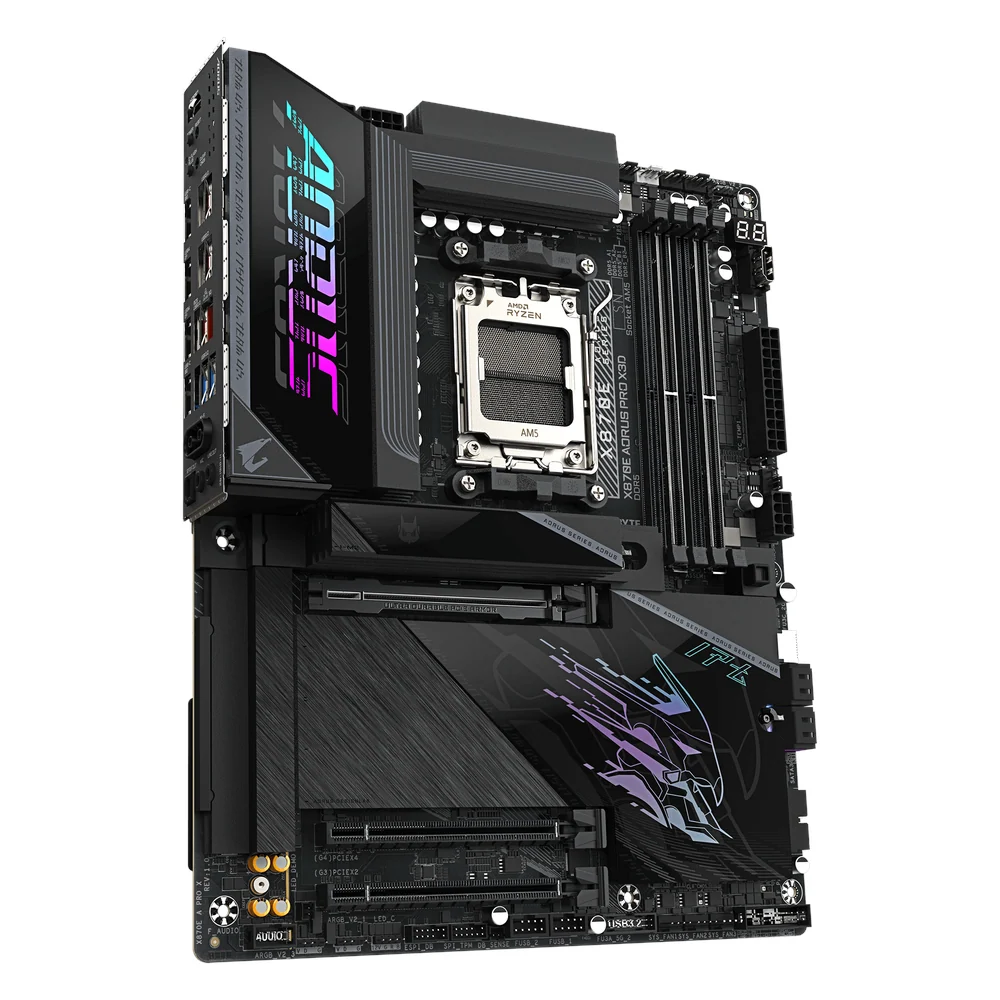 Gigabyte X870E AORUS Pro X3D Motherboard (X870E-A-PRO-X), product view 3