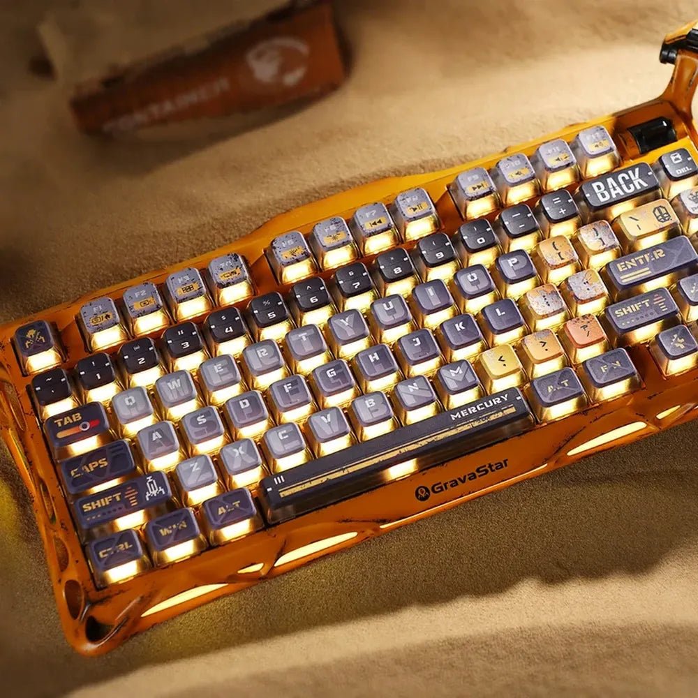 GravaStar Mercury K1 Pro 75% Tri-Mode Wireless Mechanical Gaming Keyboard (GS-K1-PRO-YLW), product view 4