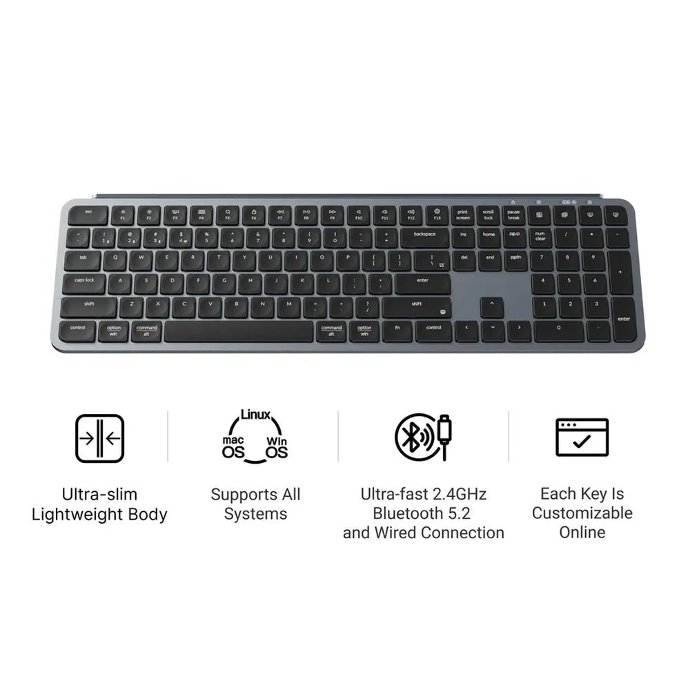B6P-K1 product view 3 Keychron B6 Pro Full-Size Tri-Mode Wireless Keyboard (B6P-K1), product view 3