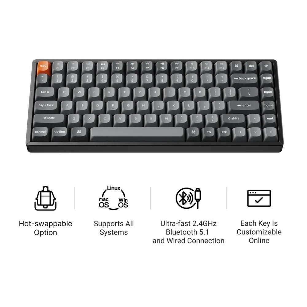 Keychron K2 Max 75% Tri-Mode Wireless Mechanical Gaming Keyboard (K2M-J1), product view 2