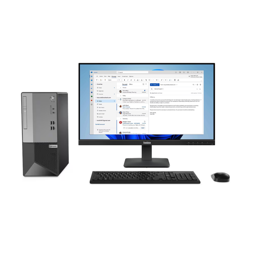 Lenovo V50t-13IMB Tower Desktop with ThinkVision S24-4e Monitor | i7-10700, 4GB RAM, 1TB storage, No OS included | 11HD001JAX