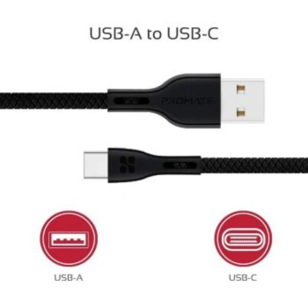 Promate PowerBeam-C 1.2M USB-A to USB-C Cable, product view 4
