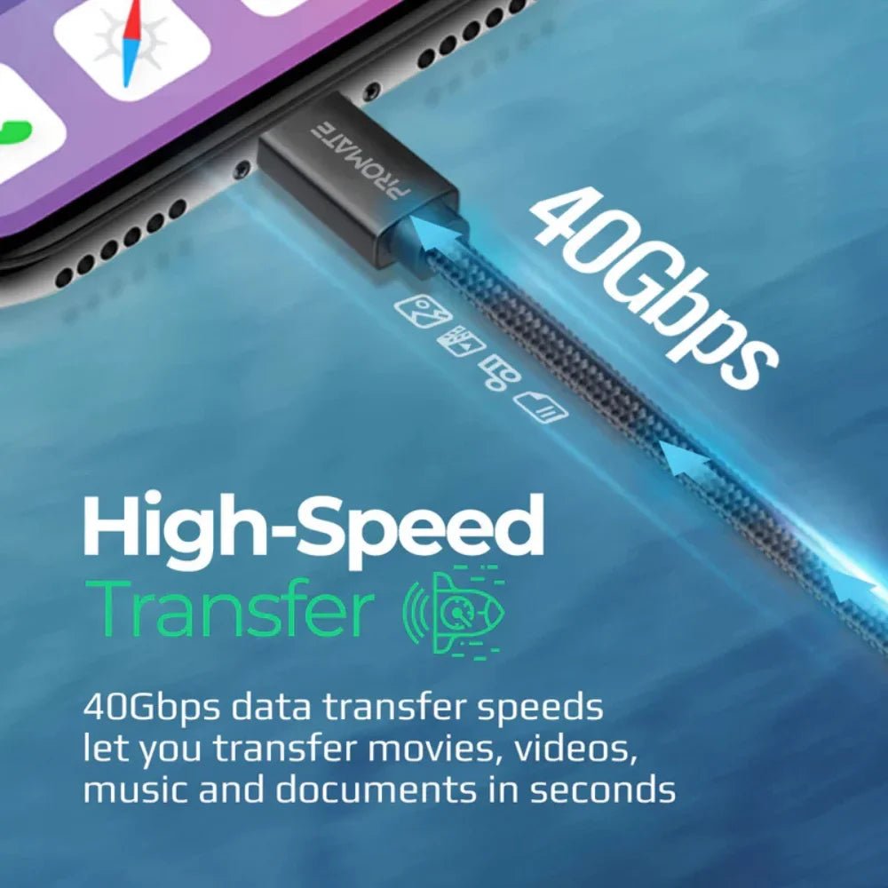 Promate PrimeLink-C40 1m USB-C to USB-C Cable, product view 3