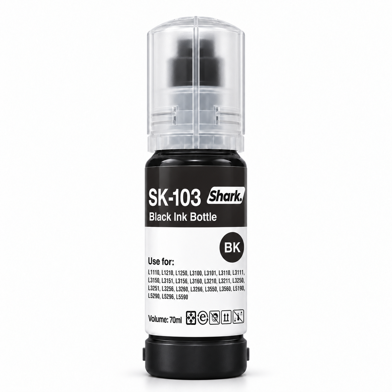 Product mockup: Shark SK-103K black 70 ml ink bottle