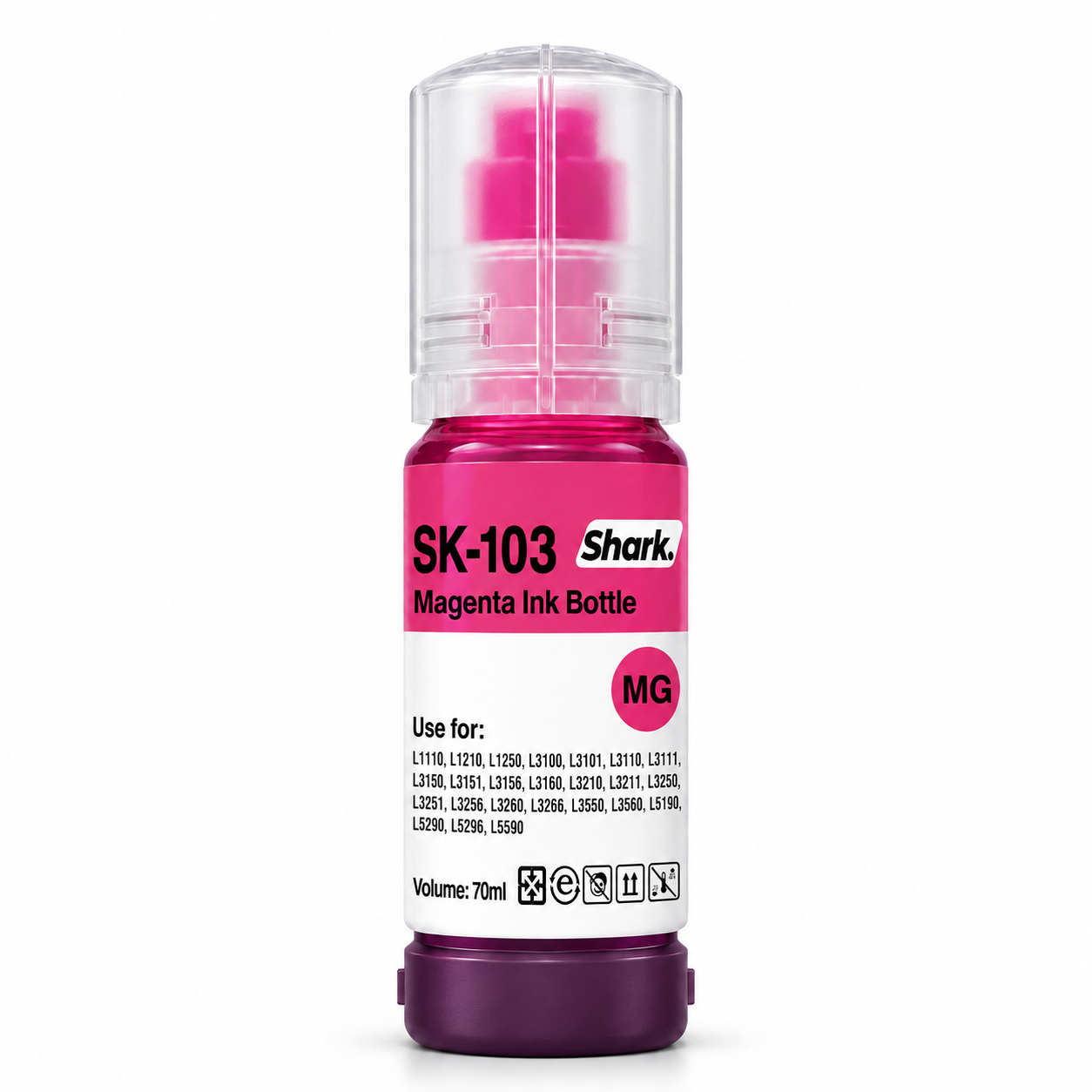 Product mockup: Shark SK-103M magenta 70 ml ink bottle