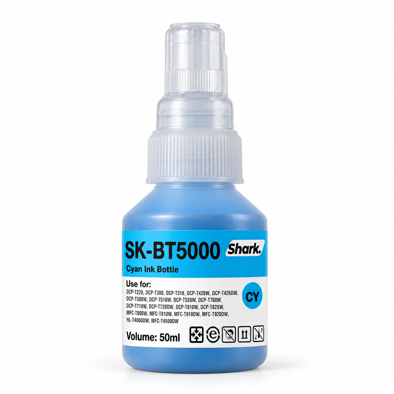 Product mockup: Shark SK-BT5000C cyan 50 ml ink bottle