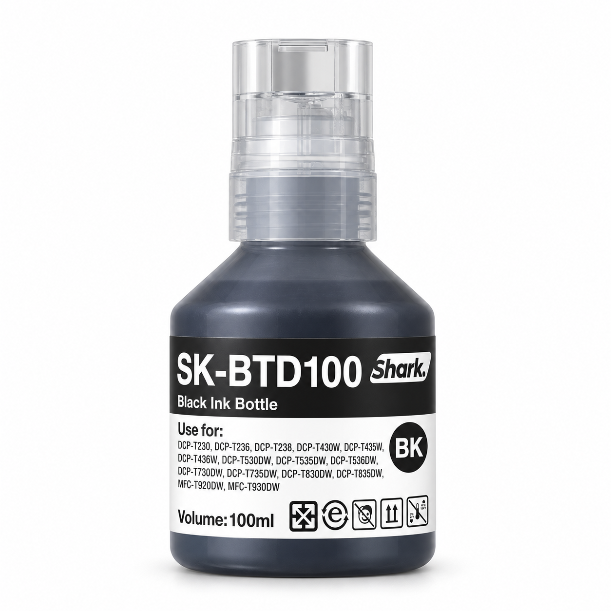 Product mockup: Shark SK-BTD100K black 100 ml ink bottle