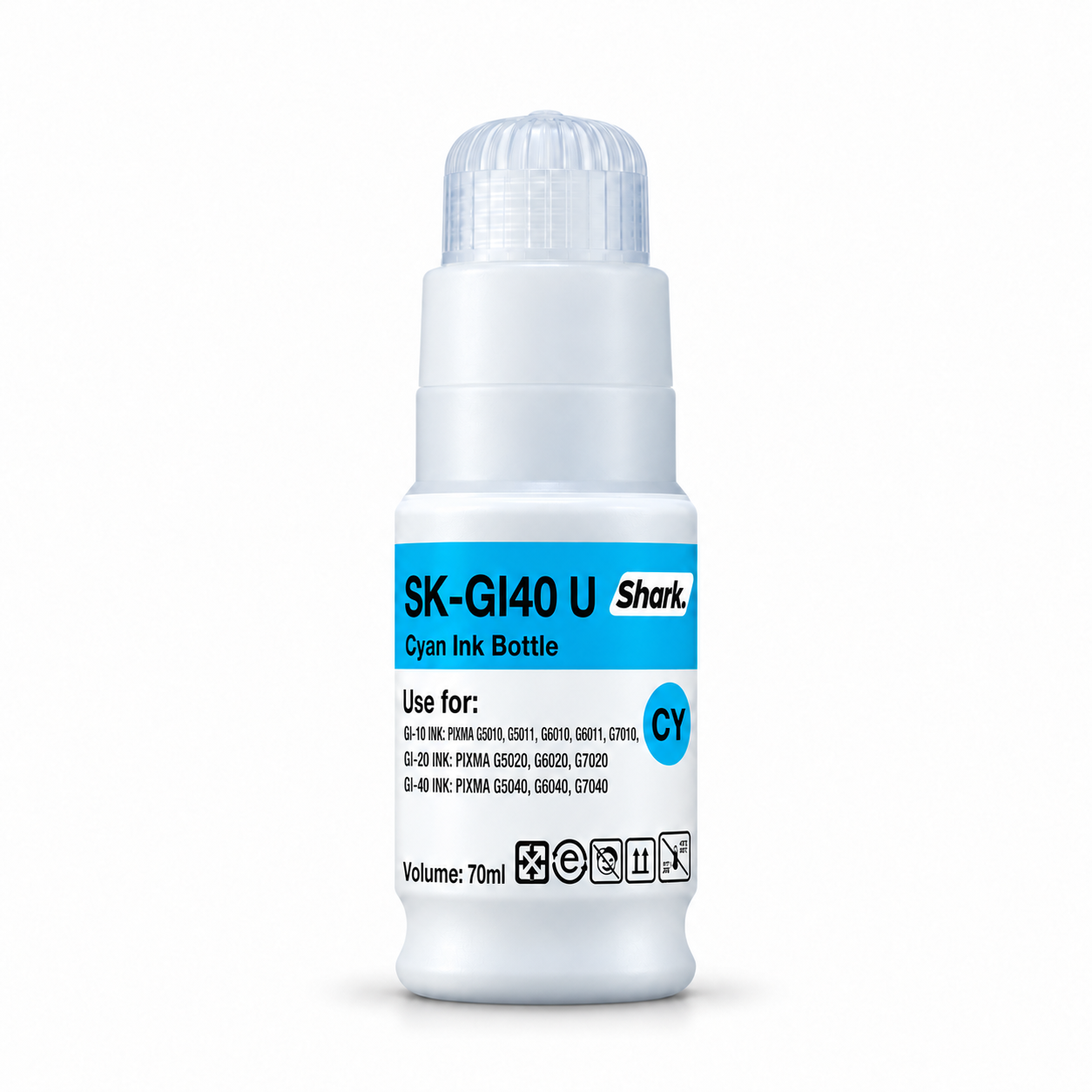 Product mockup: Shark SK-GI40UC cyan 70 ml ink bottle