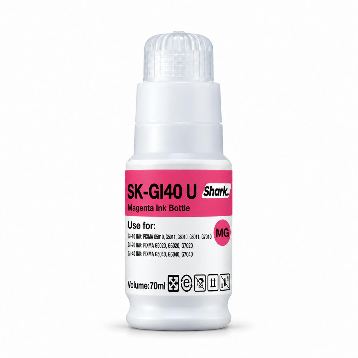 Product mockup: Shark SK-GI40UM magenta 70 ml ink bottle