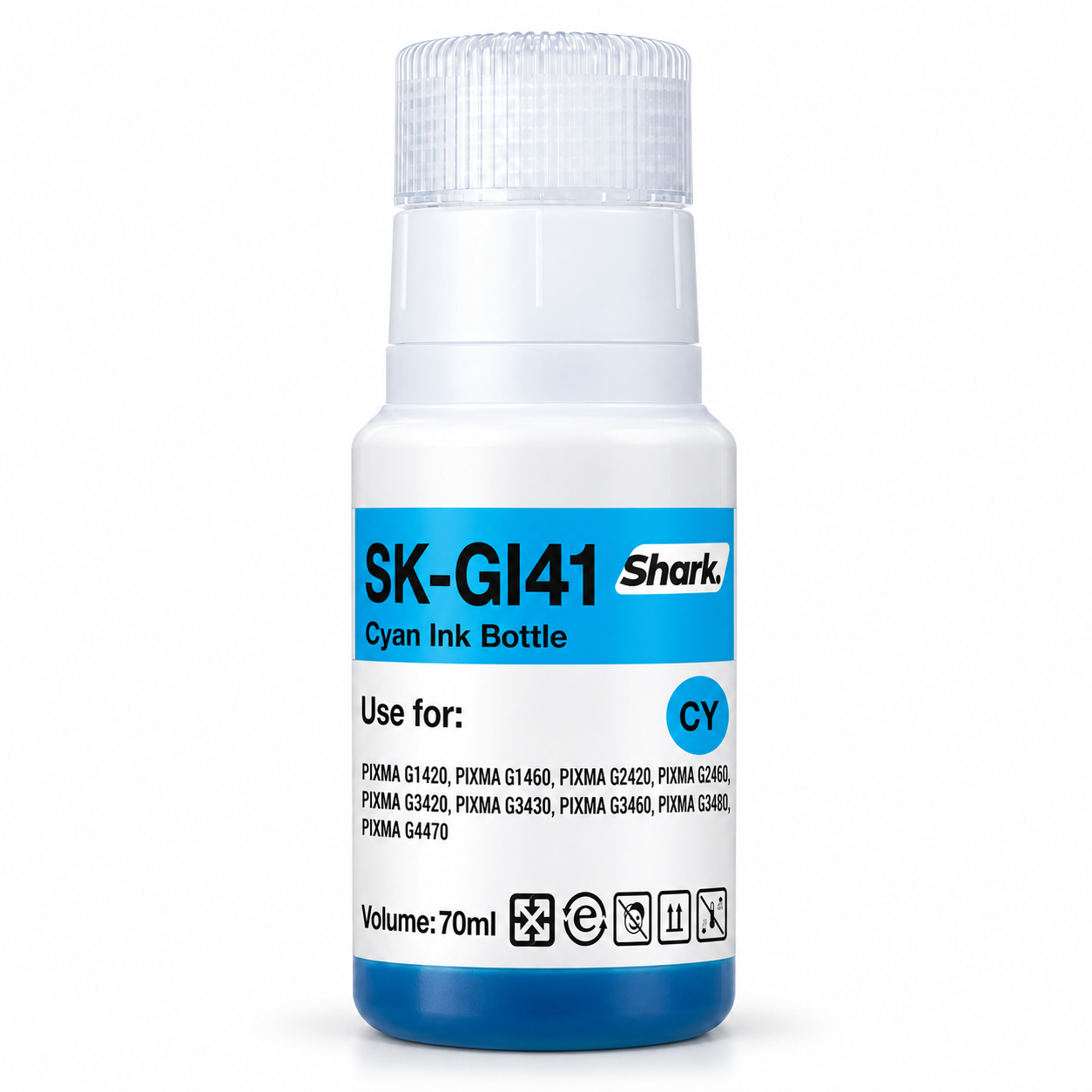 Product mockup: Shark SK-GI41C cyan 70 ml ink bottle