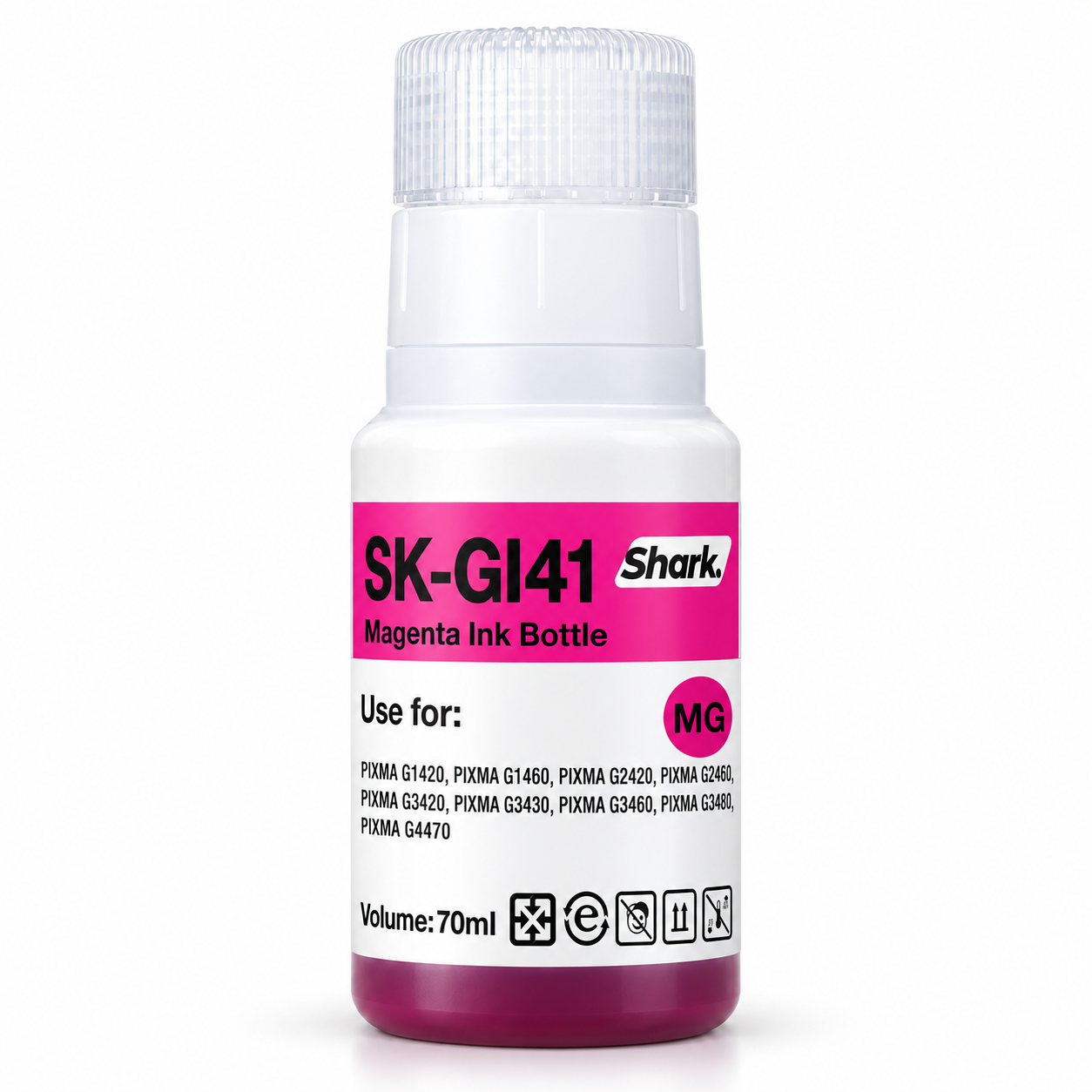 Product mockup: Shark SK-GI41M magenta 70 ml ink bottle