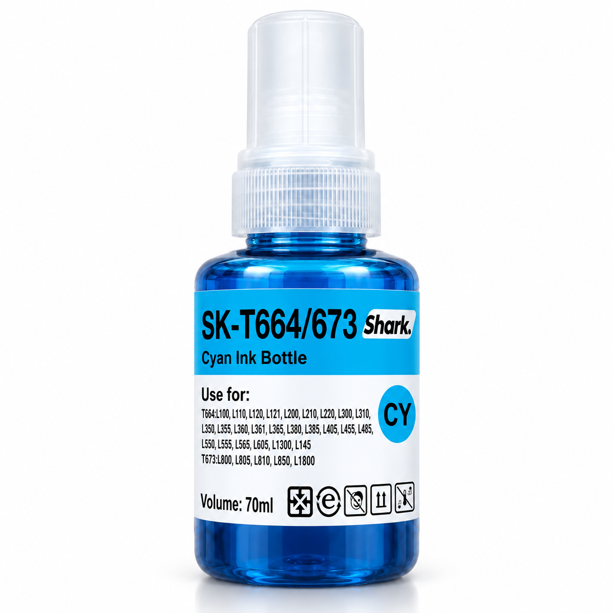 Product mockup: Shark SK-T664UC cyan 70 ml ink bottle