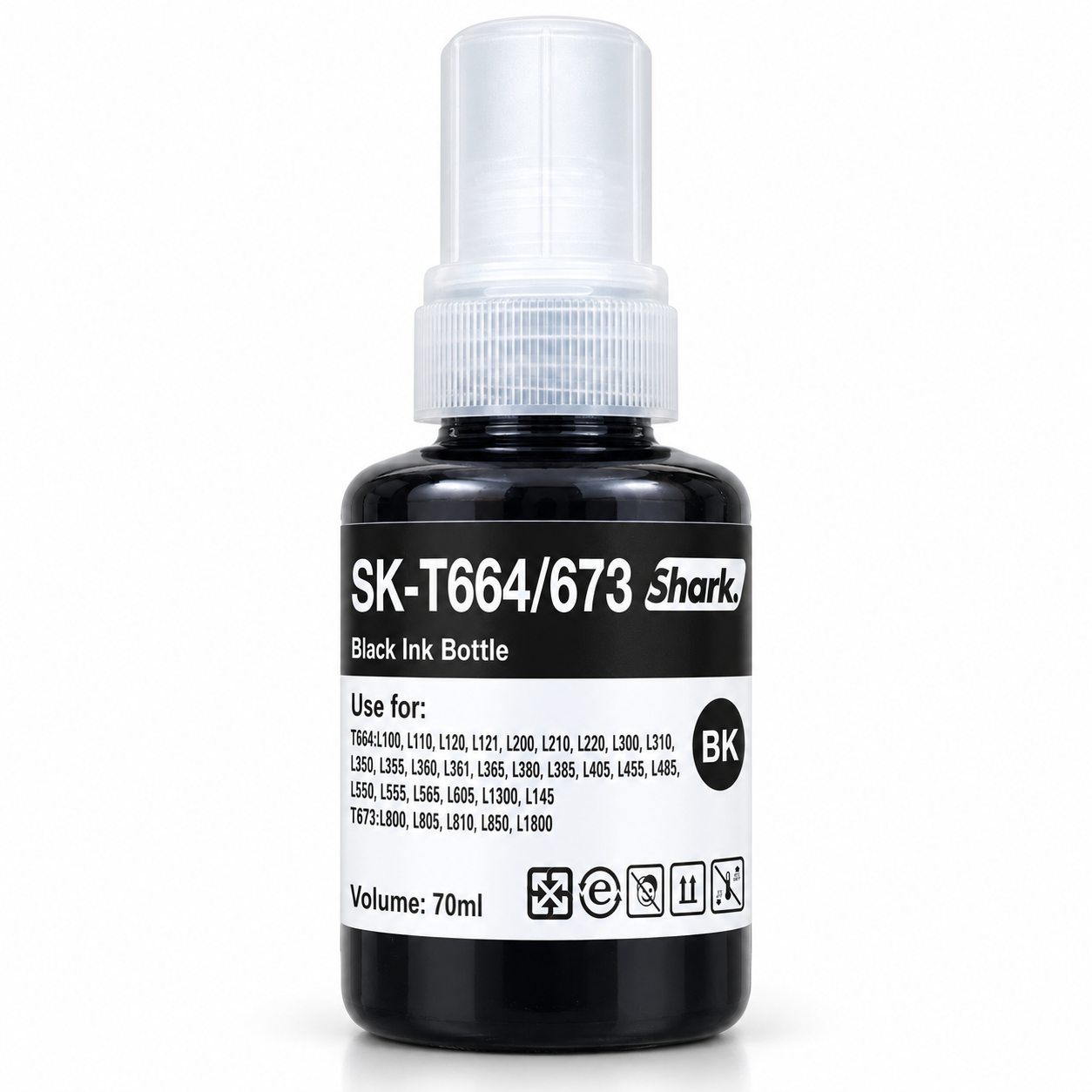 Product mockup: Shark SK-T664UK black 70 ml ink bottle