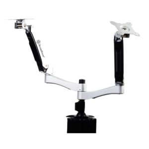 SilverStone Dual Monitor Desk Mount (SST-ARM22SC) – Steel, Aluminum Alloy, Plastic, Supports 12″ to 24″ Monitors