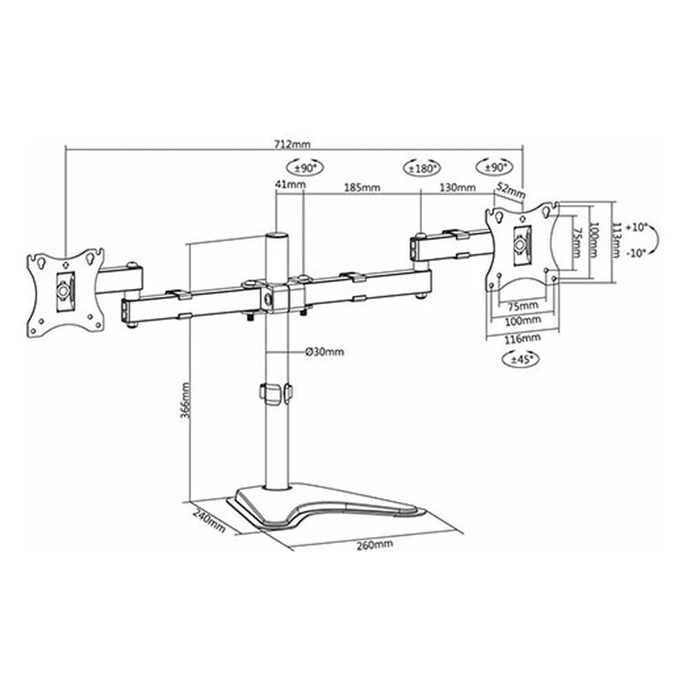 Skill Tech Dual-Monitor Articulating Desk Mount (SH-M0011C), product view 4