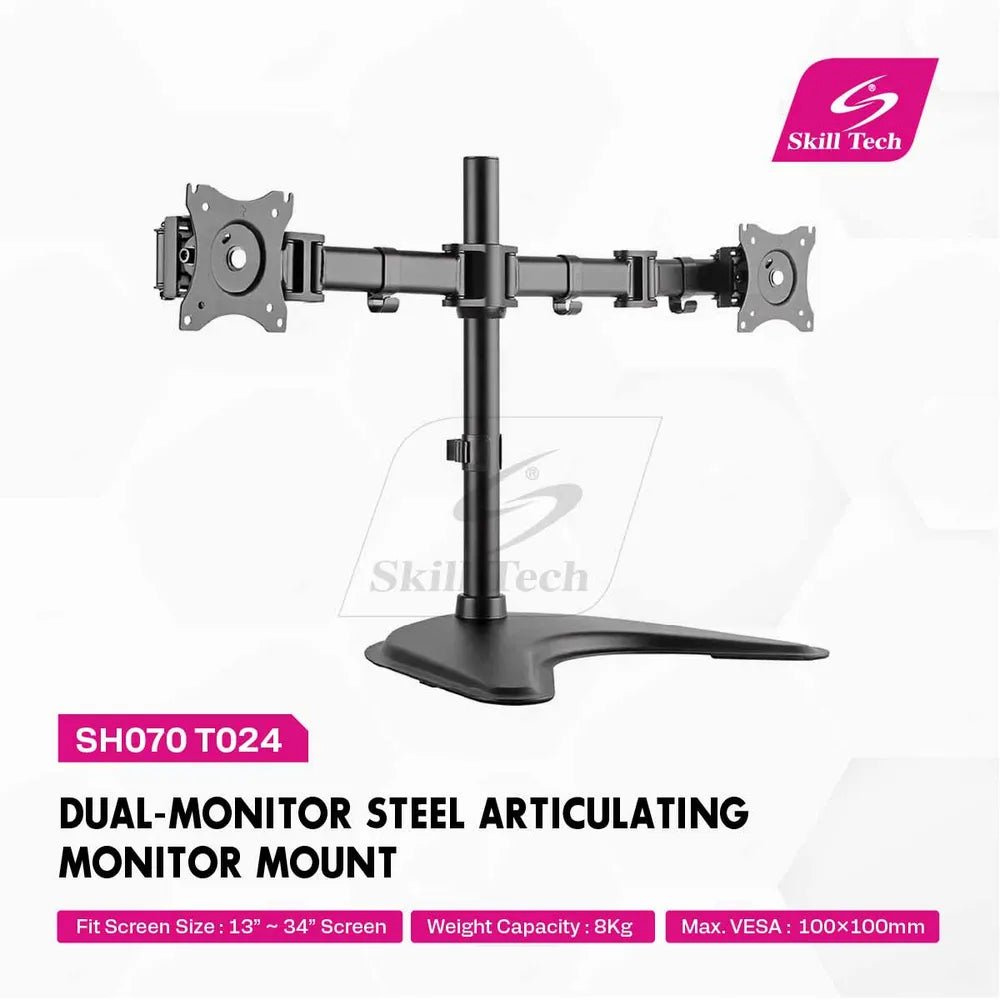 Skill Tech Dual-Monitor Steel Articulating Monitor Mount (SH070-T024), product view 3