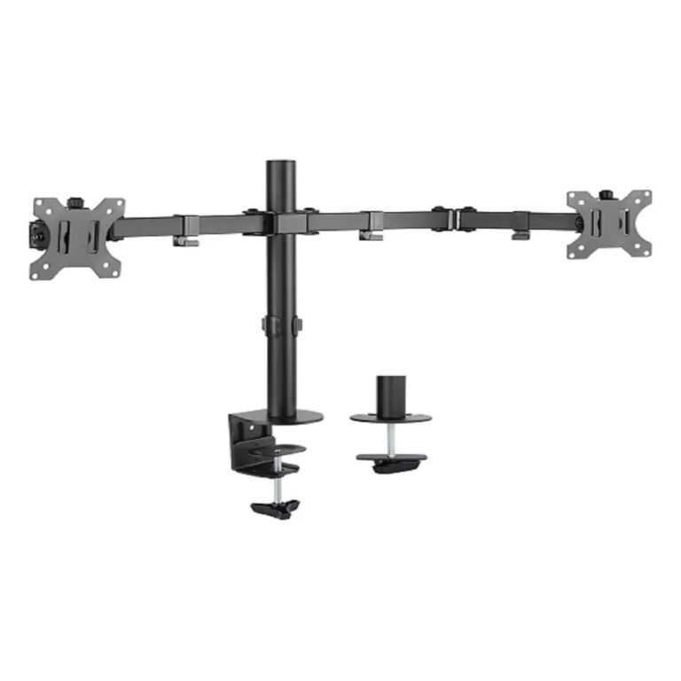 Skill Tech Dual-Monitor Steel Articulating Monitor Arm (SH-024N) – Steel with Matte Black Powder Coating, Suitable For Most 13″ ~ 32″ Screens, 8 kg (per screen)