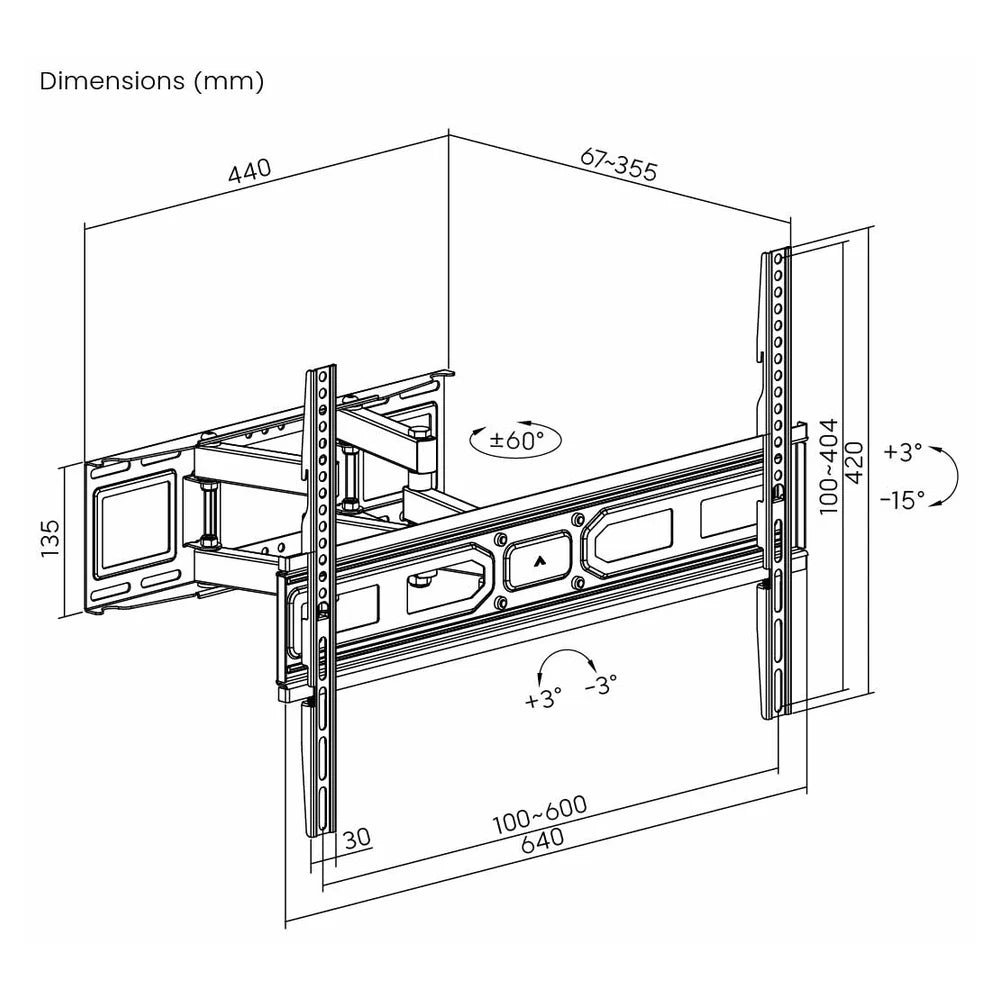 Skill Tech Full-Motion TV Wall Mount Bracket (SH-740P), product view 6