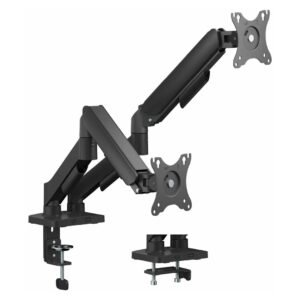 Skill Tech Mechanical Spring Dual Monitor Arm (SH130-C024) – Steel, Plastic with Matte Black Powder Coating, Suitable For Most 17″ ~ 32″ Screens, 9 kg (per screen)