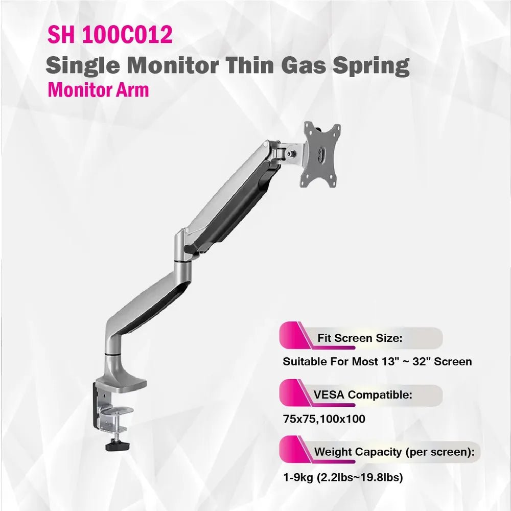 Skill Tech Single Monitor Gas Spring Monitor Arm (SH100-C012), product view 3