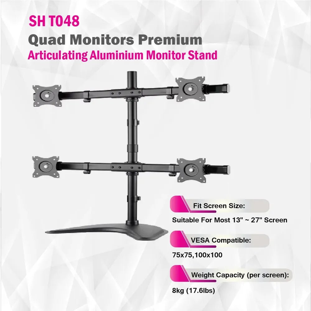 Skill Tech Quad Monitors Articulating Monitor Mount Stand (SH-T048), product view 3
