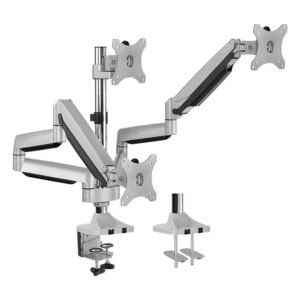 Skill Tech Triple Monitor Pole-Mounted Gas Spring Monitor Arm (SH100-C036) – Steel, Aluminium, Plastic, Suitable For Most 17″ ~ 30″ Screens, 7 kg (per screen)