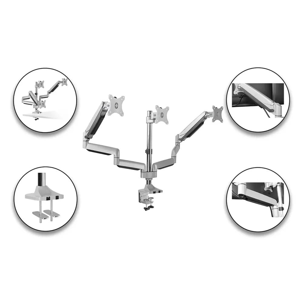 Skill Tech Triple Monitor Pole-Mounted Gas Spring Monitor Arm (SH100-C036), product view 2