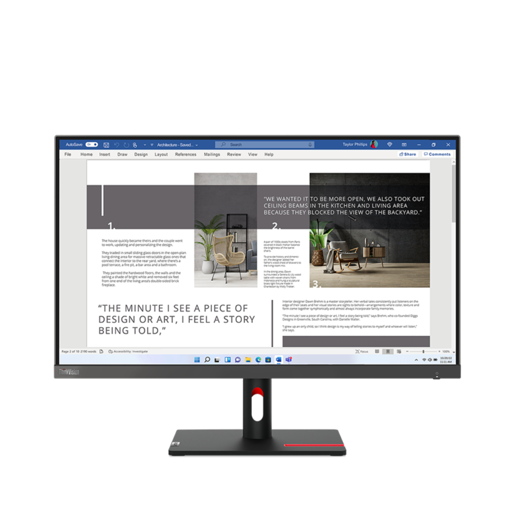 Lenovo ThinkVision S27i-30 27-Inch Full HD Monitor, IPS Panel, 100Hz Refresh Rate, 99% sRGB, TÜV Low - product view