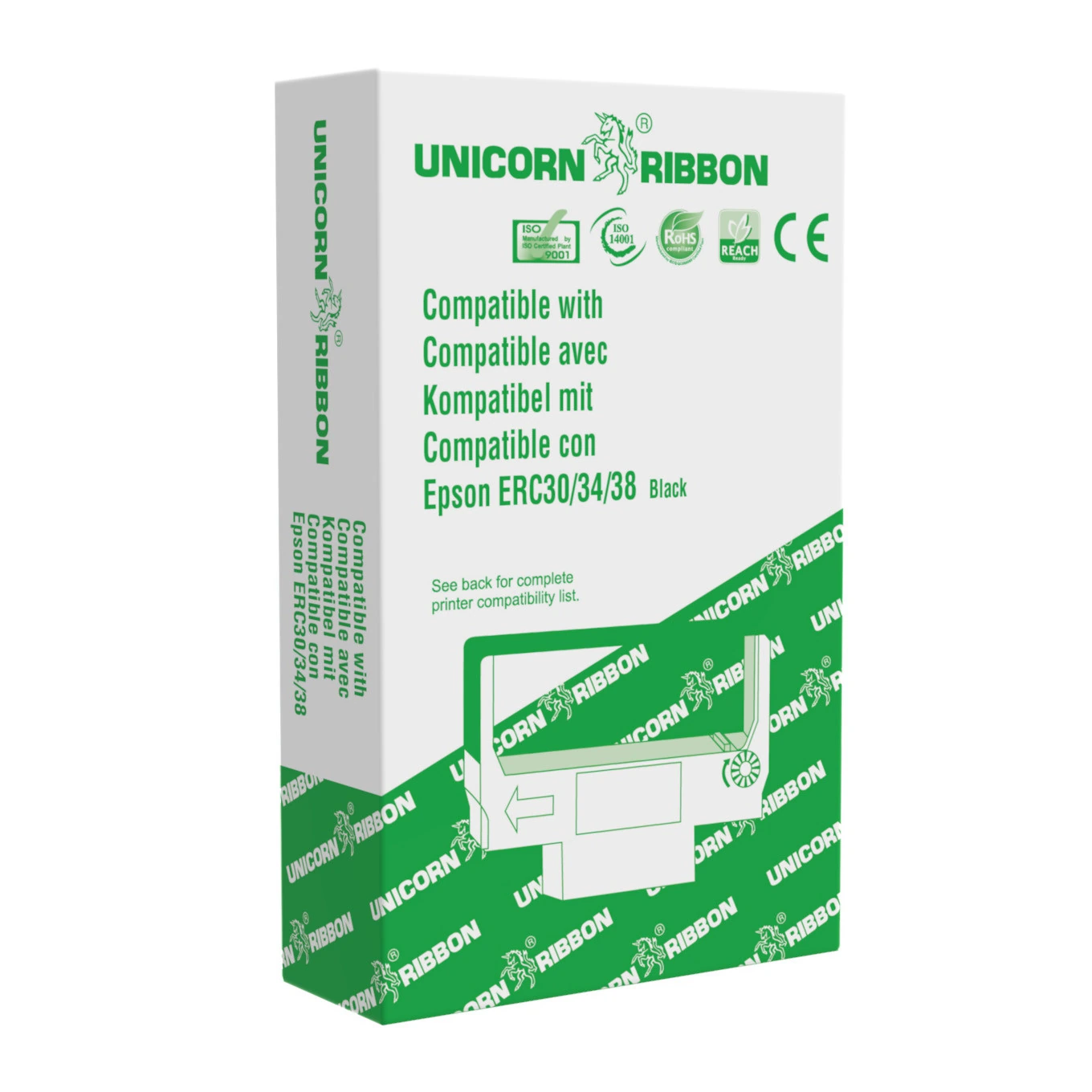 Unicorn ERC30/34/38 Black ribbon cartridge retail box
